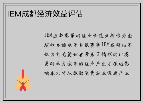 IEM成都经济效益评估
